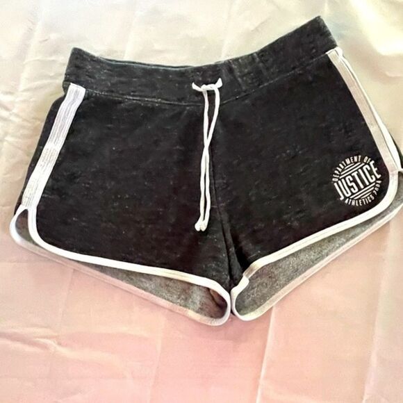 WOMEN’S XL black with white stripes on the sides Justice Athletic Shorts - Picture 1 of 5